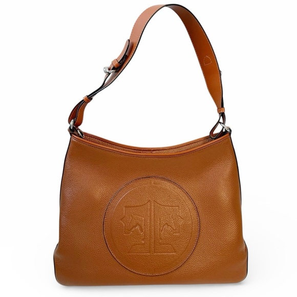 Tucker Tweed Equestrian Manor Tote Signature Logo Shoulder Bag Chestnut - Picture 2 of 10